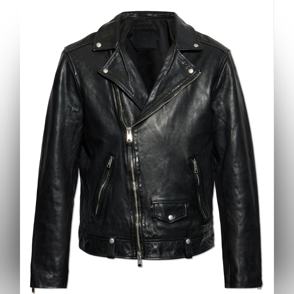 Allsaints 100% Lambskin Leather Biker Jacket  Size XL ( Fits Like A Large )